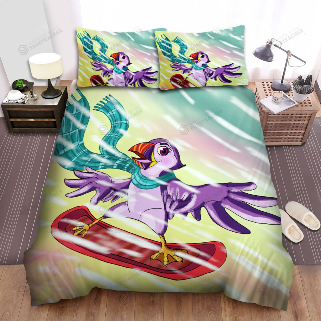 The Wild Animal - The Puffin Surfing In The Blizzard Bed Sheets Spread Duvet Cover Bedding Sets 6
