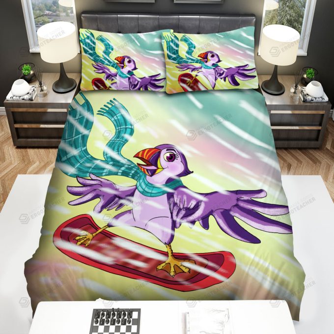The Wild Animal - The Puffin Surfing In The Blizzard Bed Sheets Spread Duvet Cover Bedding Sets 3