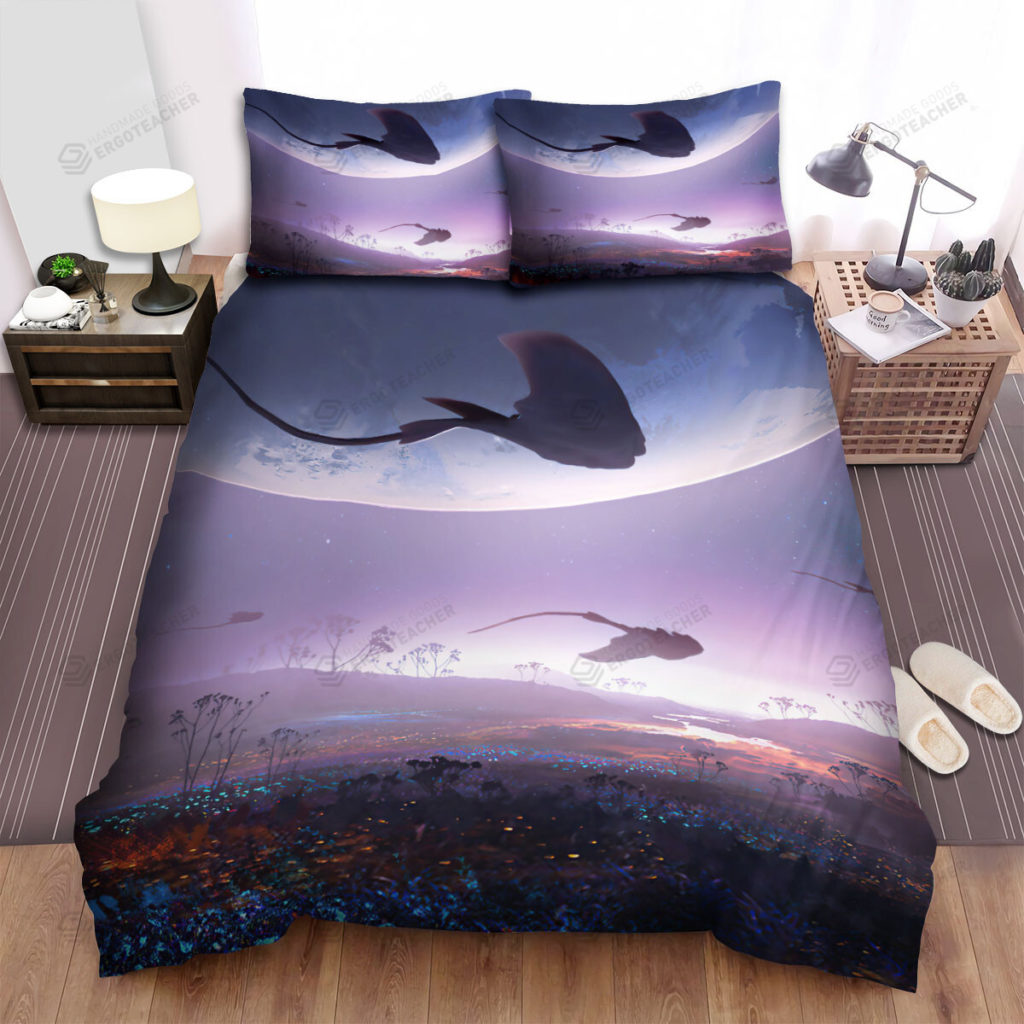 The Wild Animal - The Ray Fish Swimming Over The Flowers Bed Sheets Spread Duvet Cover Bedding Sets 6