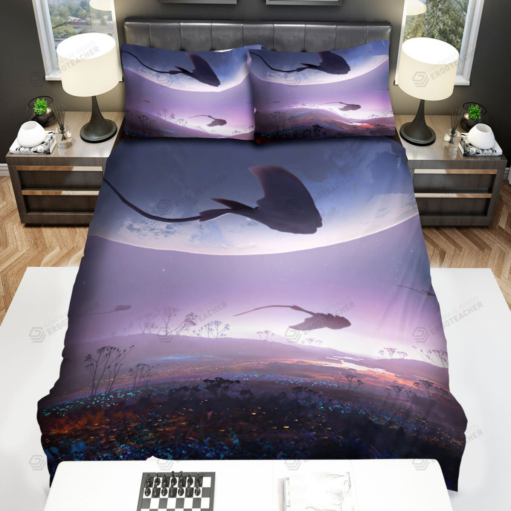 The Wild Animal - The Ray Fish Swimming Over The Flowers Bed Sheets Spread Duvet Cover Bedding Sets 8