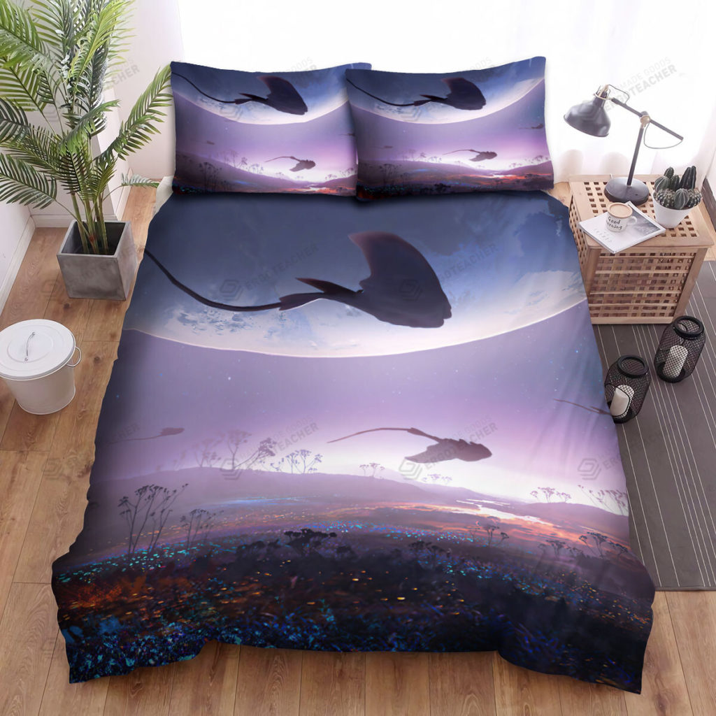 The Wild Animal - The Ray Fish Swimming Over The Flowers Bed Sheets Spread Duvet Cover Bedding Sets 10