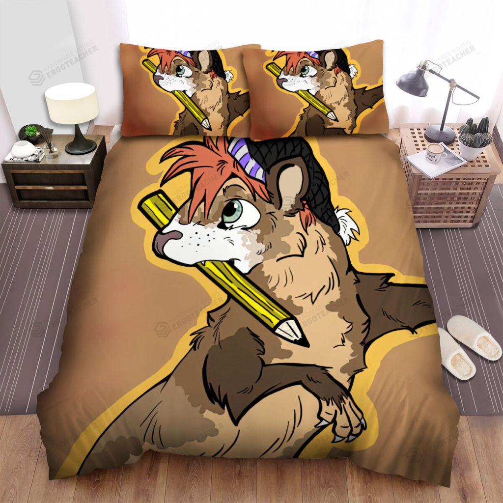 The Wildlife - The Ferret Holding A Pencil In His Mouth Bed Sheets Spread Duvet Cover Bedding Sets 6