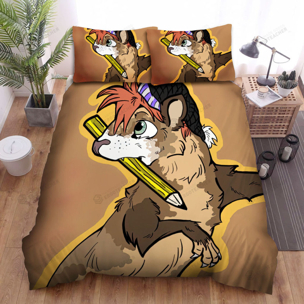 The Wildlife - The Ferret Holding A Pencil In His Mouth Bed Sheets Spread Duvet Cover Bedding Sets 8