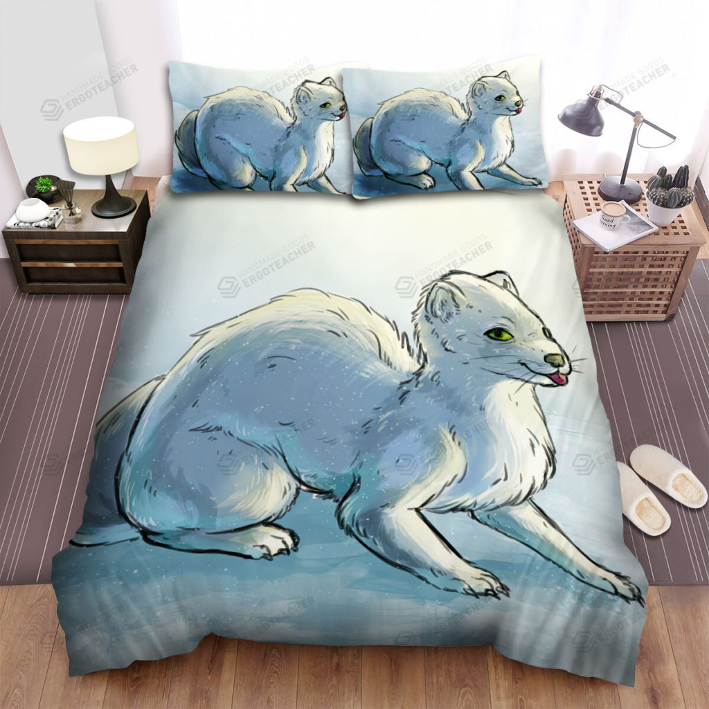 The Wildlife - The Ferret On The White Ground Bed Sheets Spread Duvet Cover Bedding Sets 6