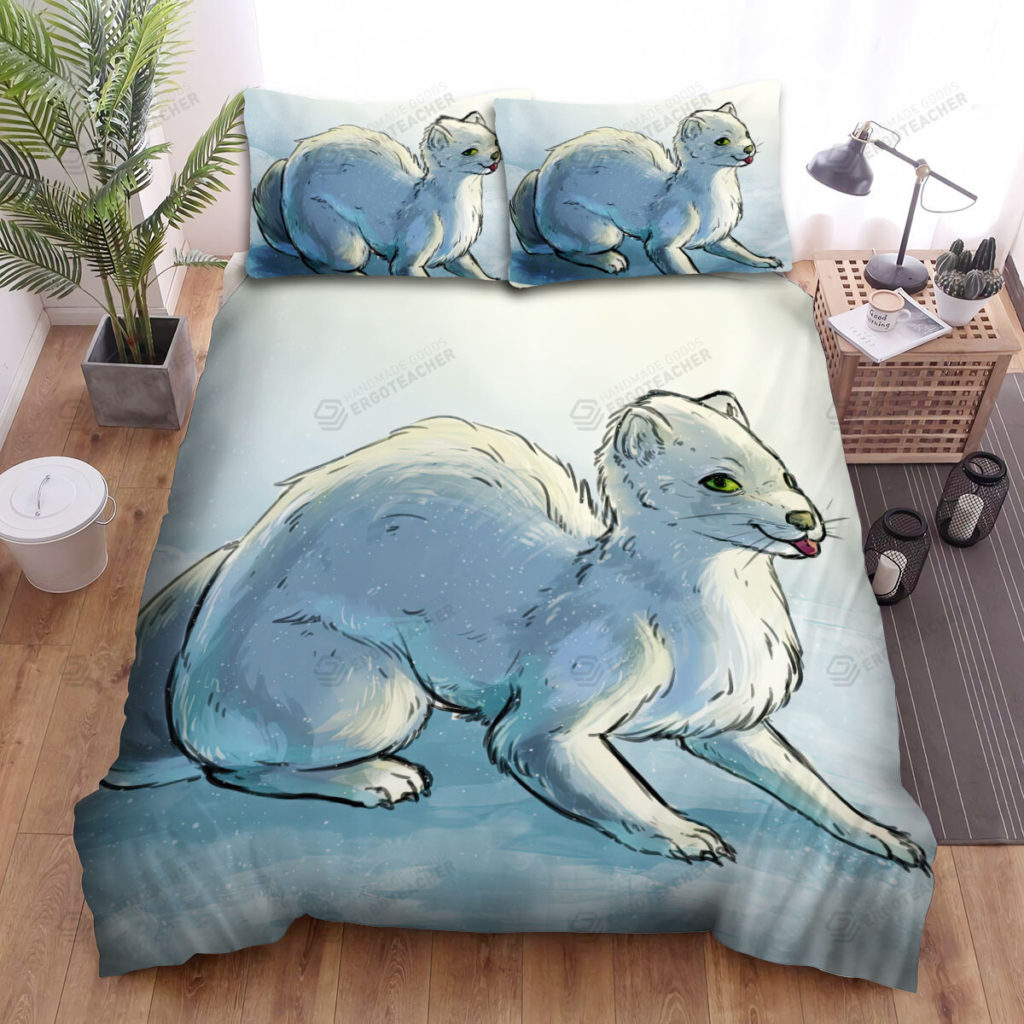 The Wildlife - The Ferret On The White Ground Bed Sheets Spread Duvet Cover Bedding Sets 8