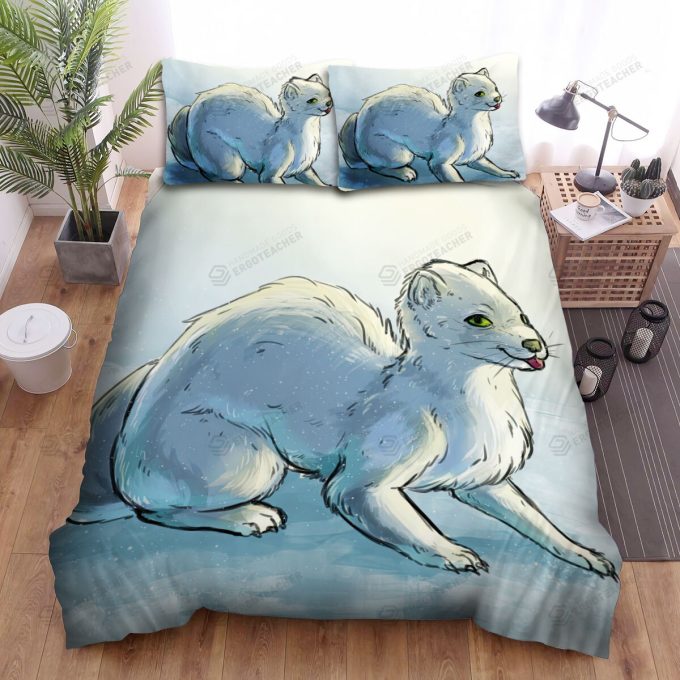 The Wildlife - The Ferret On The White Ground Bed Sheets Spread Duvet Cover Bedding Sets 2