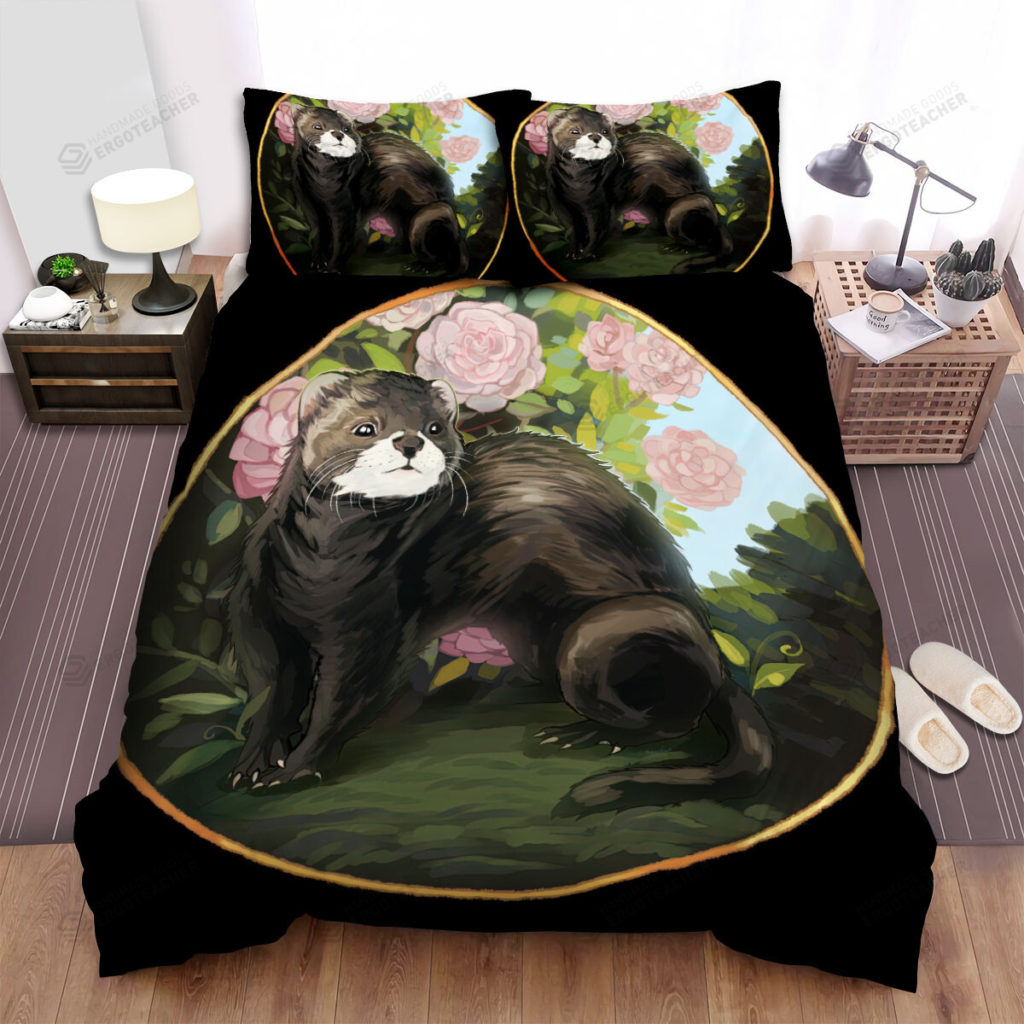The Wildlife - A Ferret Among Roses Bed Sheets Spread Duvet Cover Bedding Sets 6
