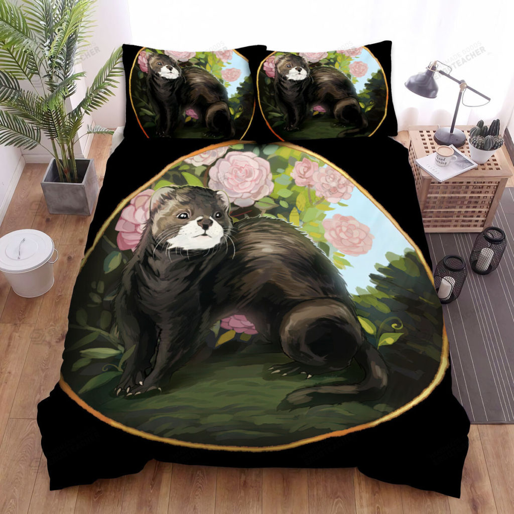 The Wildlife - A Ferret Among Roses Bed Sheets Spread Duvet Cover Bedding Sets 10
