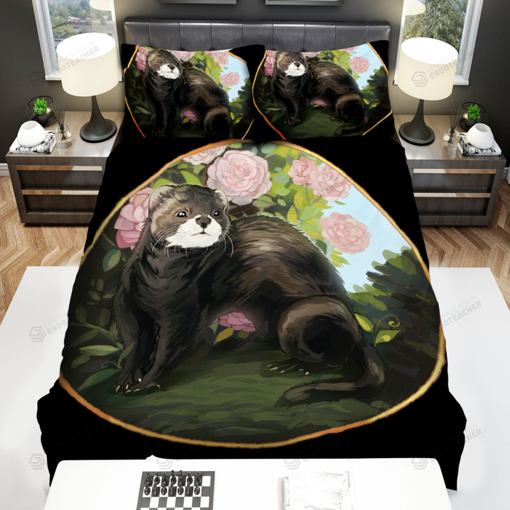 The Wildlife - A Ferret Among Roses Bed Sheets Spread Duvet Cover Bedding Sets 8