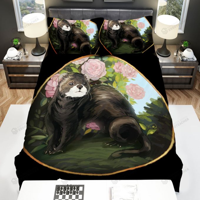 The Wildlife - A Ferret Among Roses Bed Sheets Spread Duvet Cover Bedding Sets 2