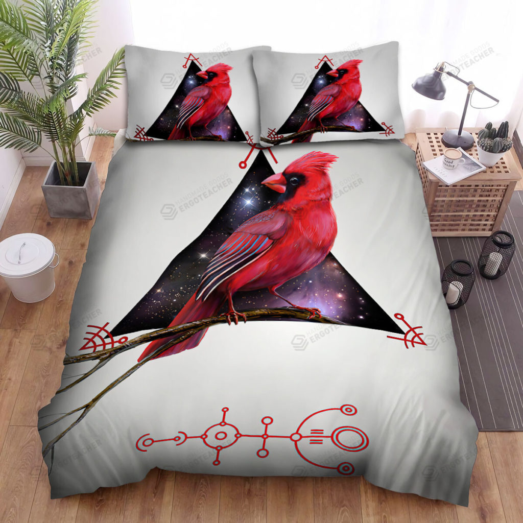 The Wildlife - The Red Cardinal And The Galaxy Triangle Bed Sheets Spread Duvet Cover Bedding Sets 8