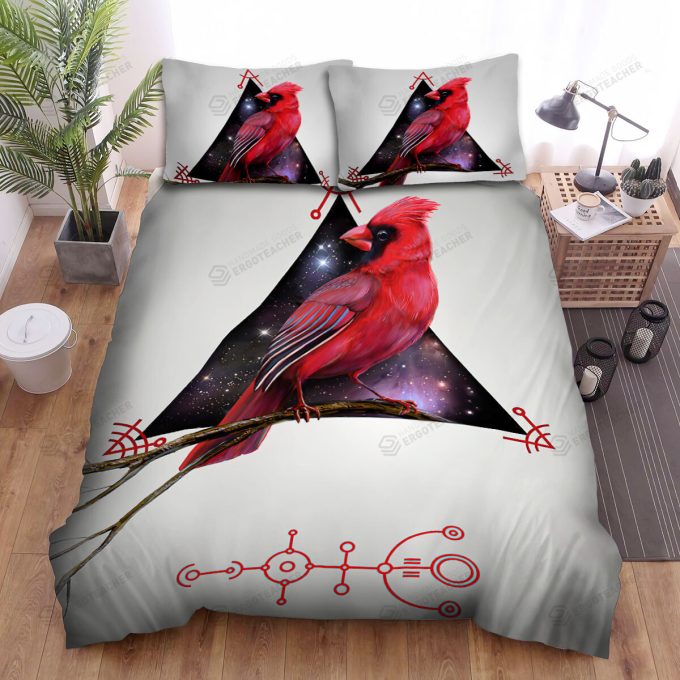 The Wildlife - The Red Cardinal And The Galaxy Triangle Bed Sheets Spread Duvet Cover Bedding Sets 2