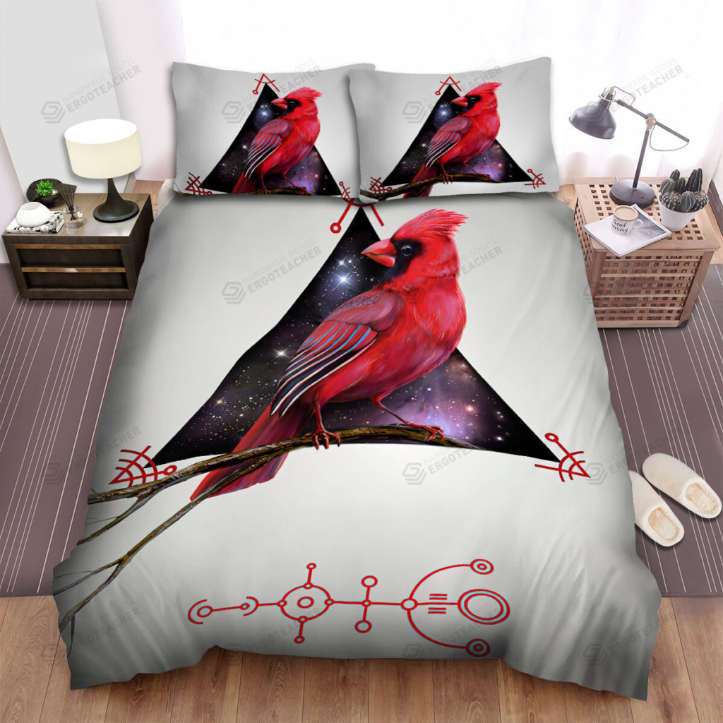 The Wildlife - The Red Cardinal And The Galaxy Triangle Bed Sheets Spread Duvet Cover Bedding Sets 6