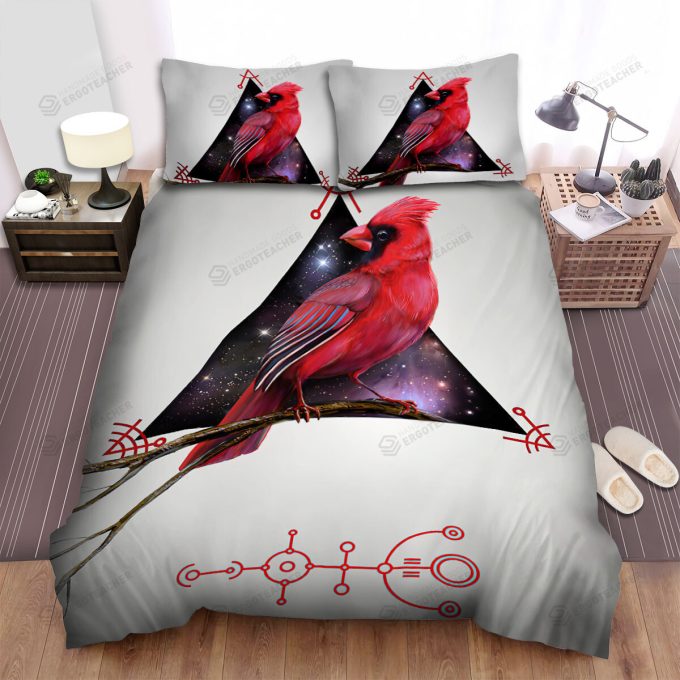 The Wildlife - The Red Cardinal And The Galaxy Triangle Bed Sheets Spread Duvet Cover Bedding Sets 1