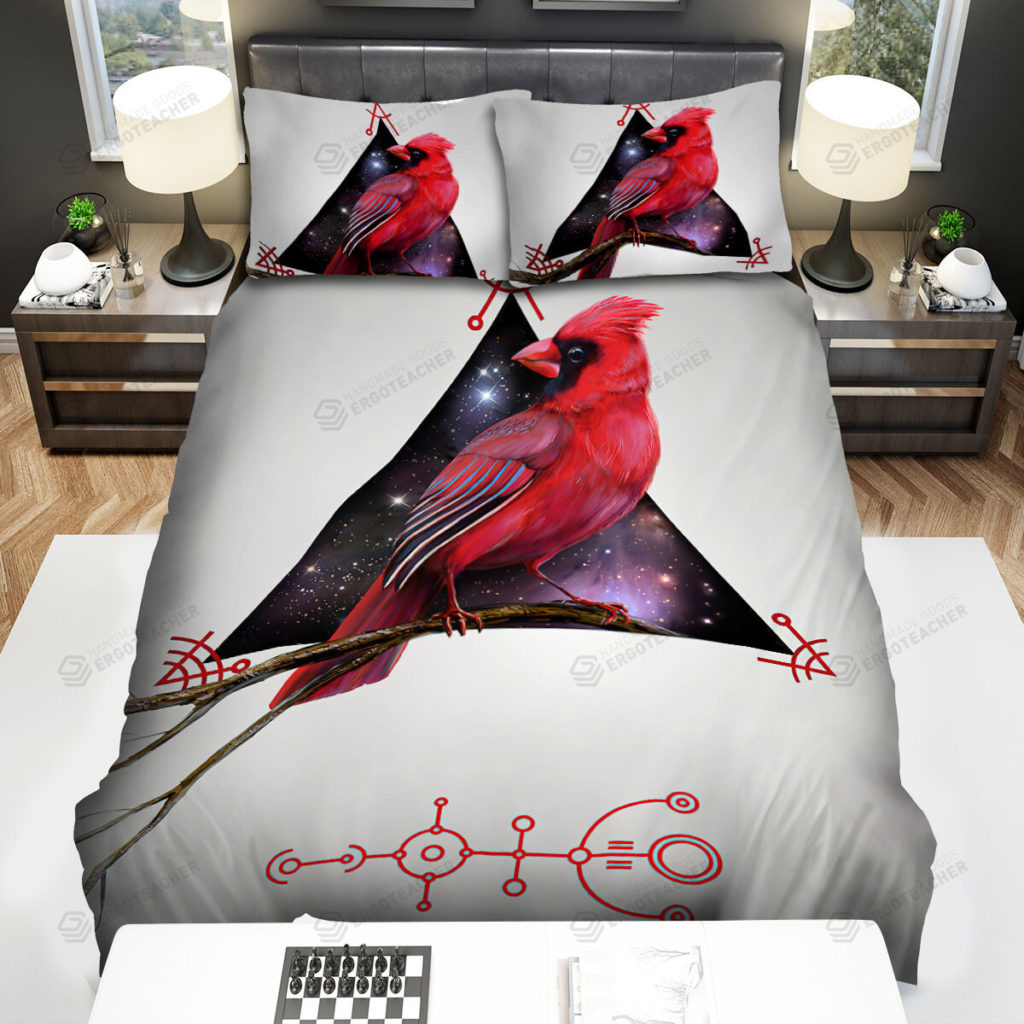 The Wildlife - The Red Cardinal And The Galaxy Triangle Bed Sheets Spread Duvet Cover Bedding Sets 10