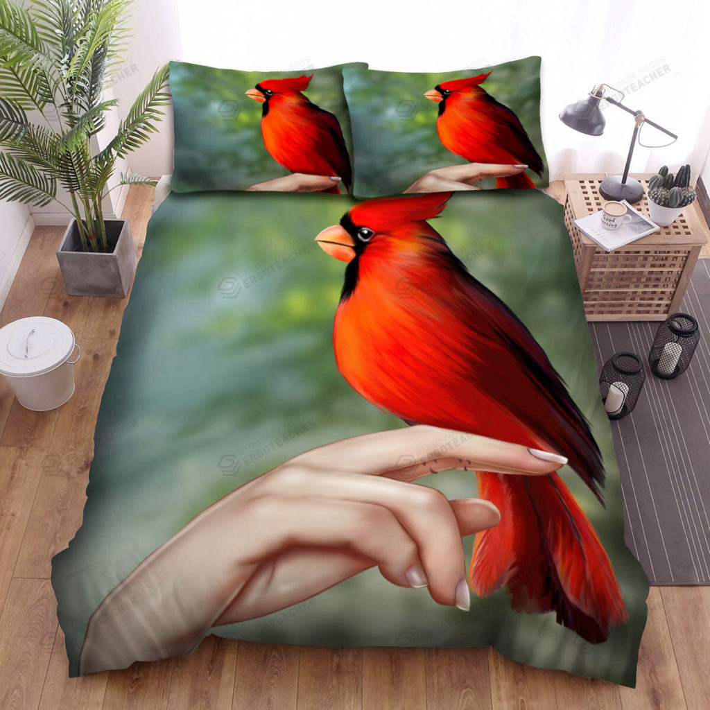 The Wildlife - The Red Cardinal Standing On My Fingers Bed Sheets Spread Duvet Cover Bedding Sets 8