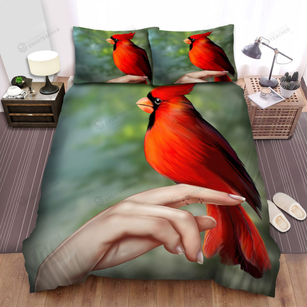 The Wildlife - The Red Cardinal Standing On My Fingers Bed Sheets Spread Duvet Cover Bedding Sets 6