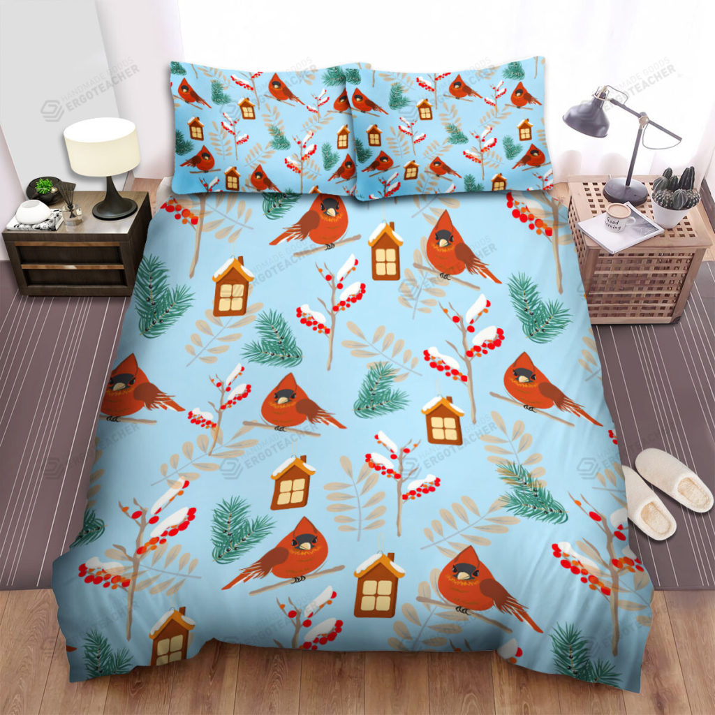 The Wildlife - The Red Cardinal And Birdhouse Pattern Bed Sheets Spread Duvet Cover Bedding Sets 6