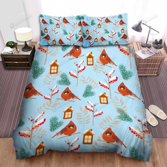 The Wildlife - The Red Cardinal And Birdhouse Pattern Bed Sheets Spread Duvet Cover Bedding Sets 1