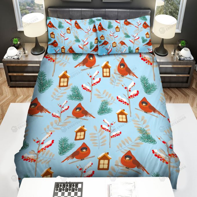 The Wildlife - The Red Cardinal And Birdhouse Pattern Bed Sheets Spread Duvet Cover Bedding Sets 3