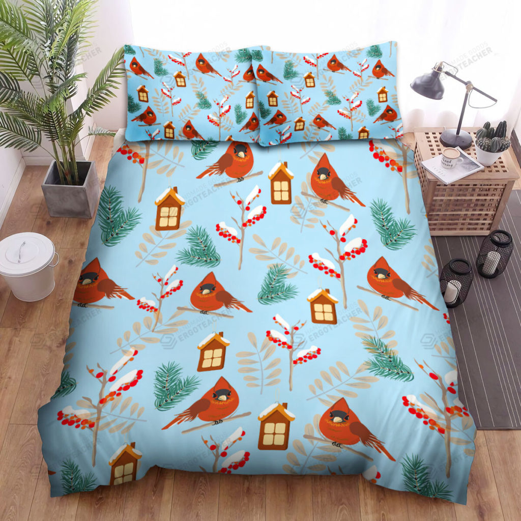 The Wildlife - The Red Cardinal And Birdhouse Pattern Bed Sheets Spread Duvet Cover Bedding Sets 8