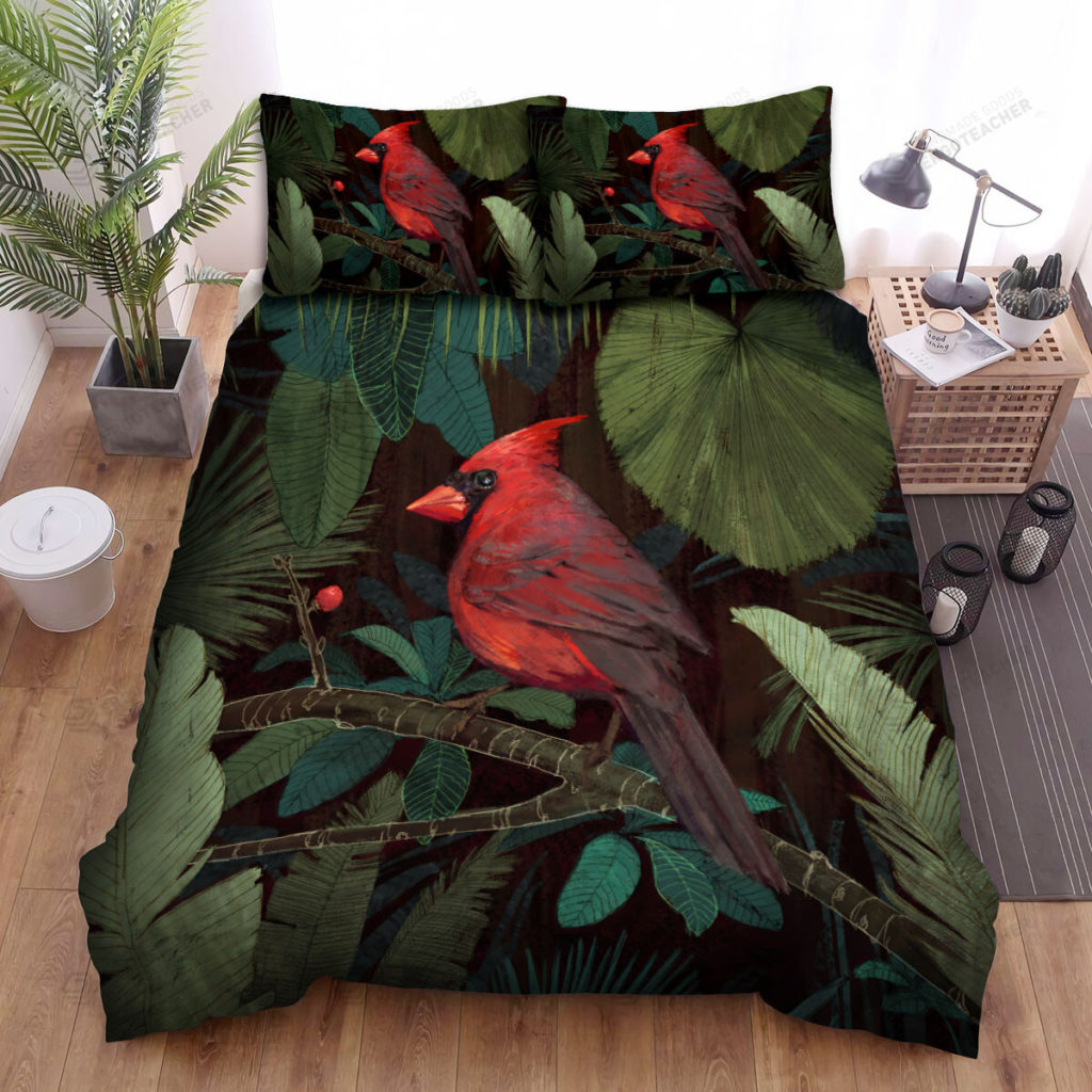 The Wildlife - The Red Cardinal In The Bush Art Bed Sheets Spread Duvet Cover Bedding Sets 8