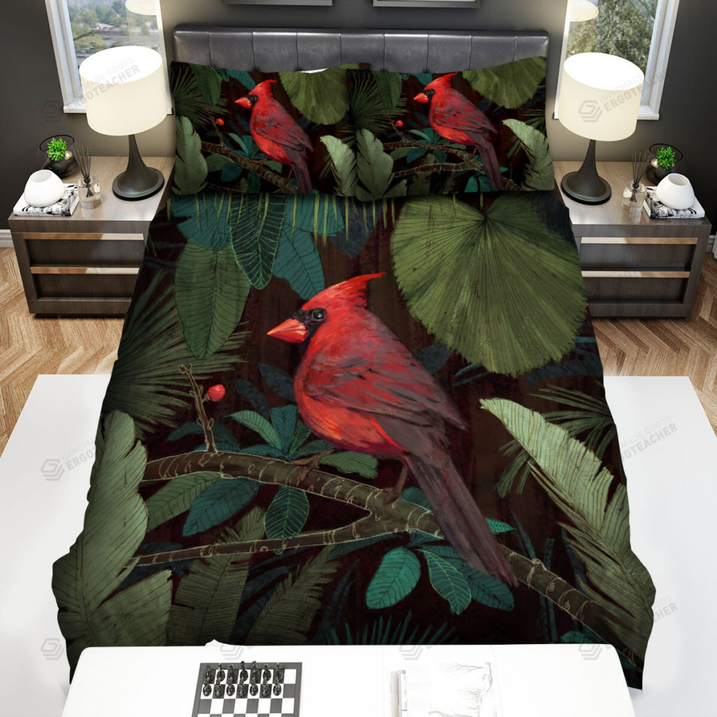 The Wildlife - The Red Cardinal In The Bush Art Bed Sheets Spread Duvet Cover Bedding Sets 10