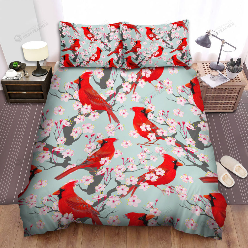 The Wildlife - The Cardinal And Blossom Art Bed Sheets Spread Duvet Cover Bedding Sets 6
