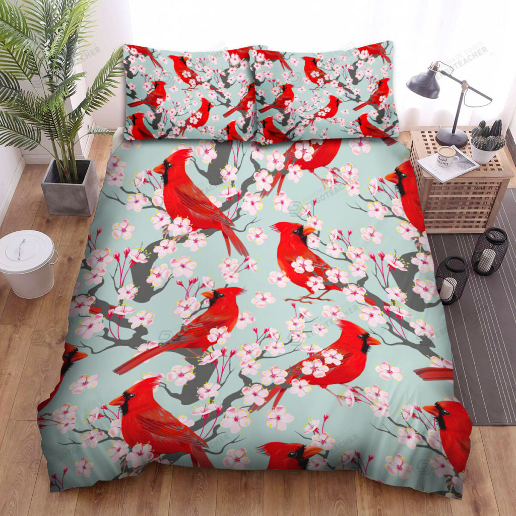 The Wildlife - The Cardinal And Blossom Art Bed Sheets Spread Duvet Cover Bedding Sets 10