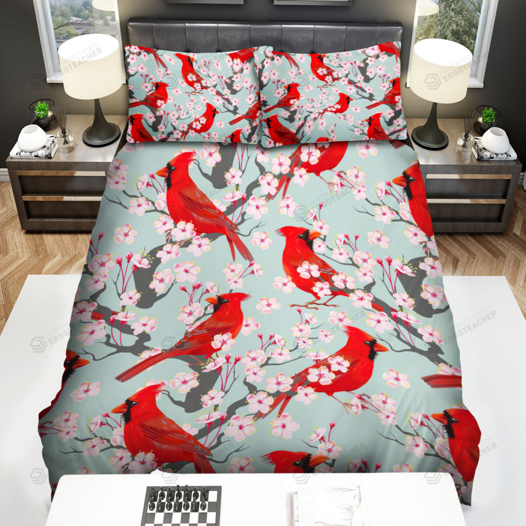 The Wildlife - The Cardinal And Blossom Art Bed Sheets Spread Duvet Cover Bedding Sets 8