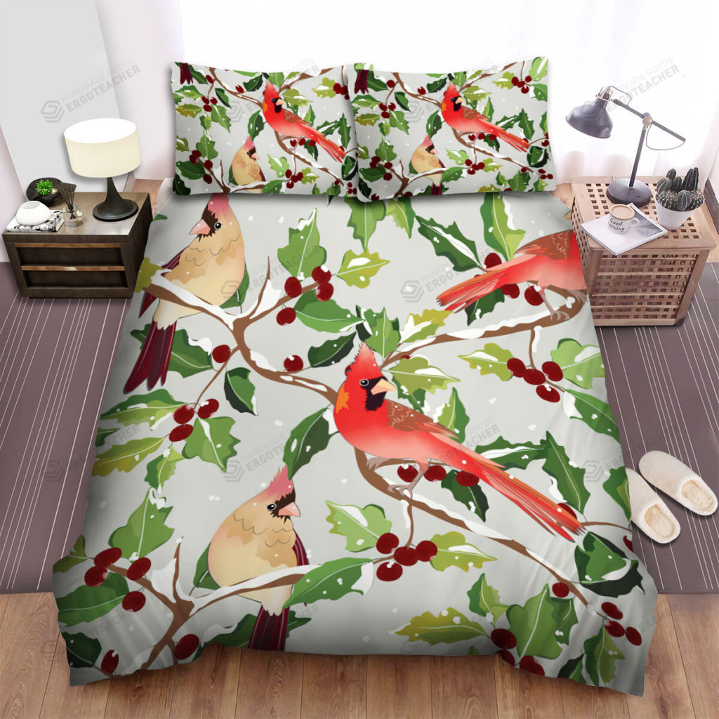 The Wildlife - The Red Cardinal Under Snow Bed Sheets Spread Duvet Cover Bedding Sets 6