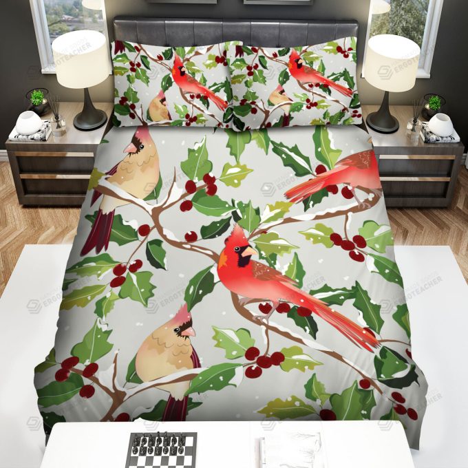 The Wildlife - The Red Cardinal Under Snow Bed Sheets Spread Duvet Cover Bedding Sets 2