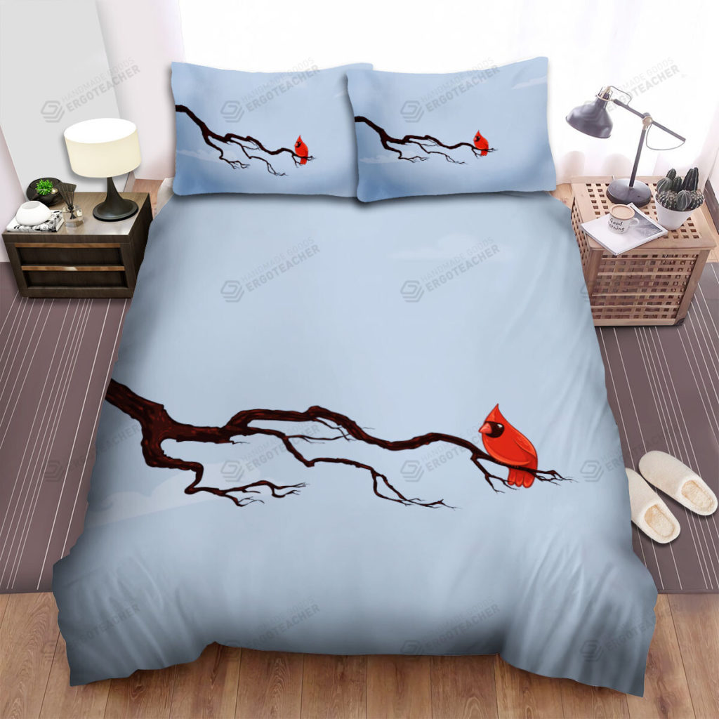The Wildlife - The Red Cardinal On A Branch Art Bed Sheets Spread Duvet Cover Bedding Sets 6