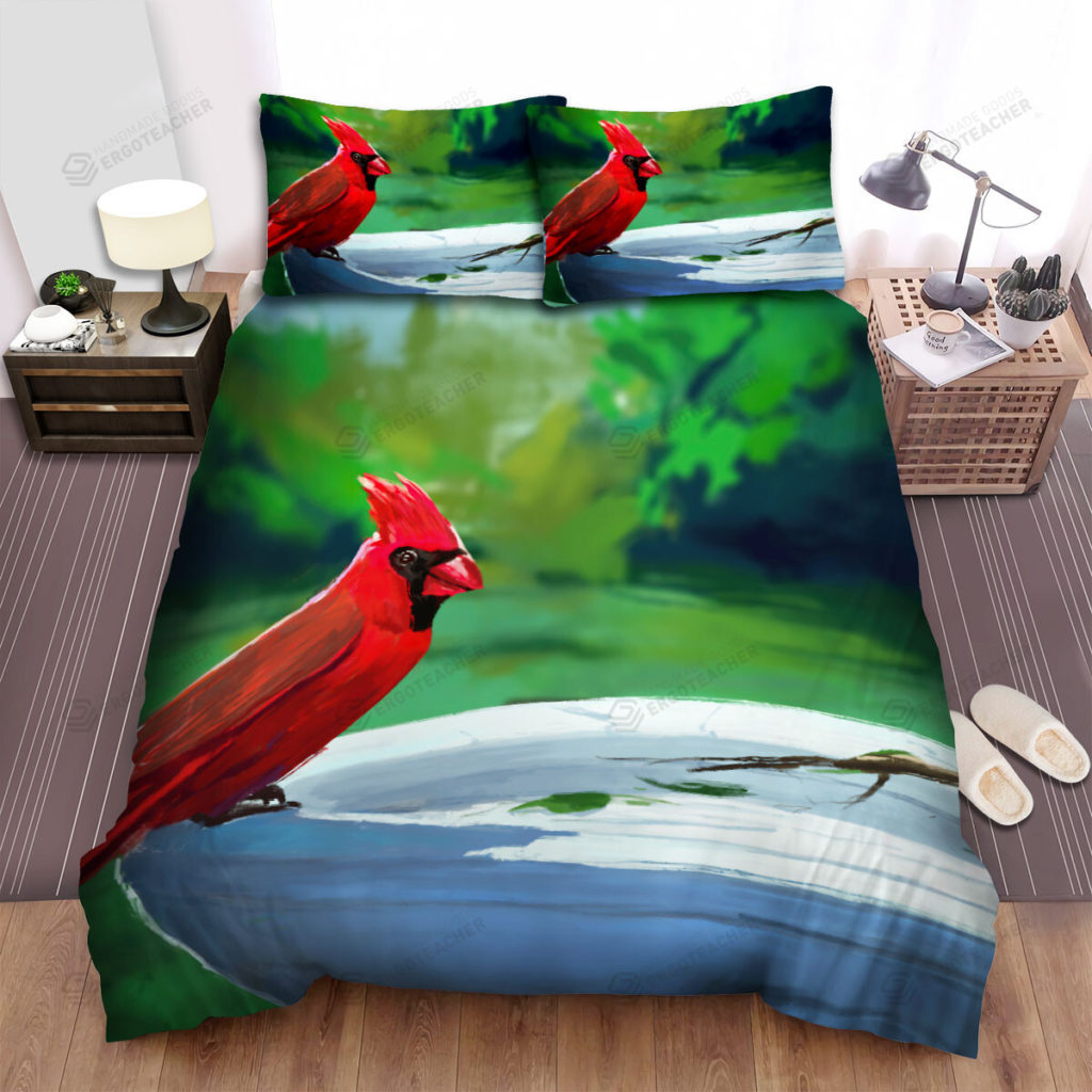 The Wildlife - The Red Cardinal On The Pot Bed Sheets Spread Duvet Cover Bedding Sets 6