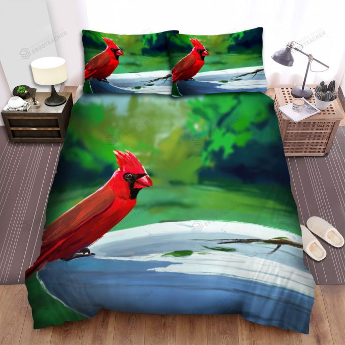 The Wildlife - The Red Cardinal On The Pot Bed Sheets Spread Duvet Cover Bedding Sets 1