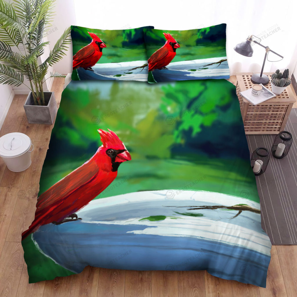The Wildlife - The Red Cardinal On The Pot Bed Sheets Spread Duvet Cover Bedding Sets 8