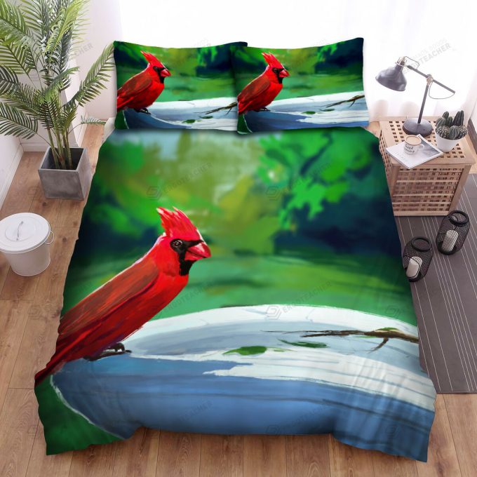 The Wildlife - The Red Cardinal On The Pot Bed Sheets Spread Duvet Cover Bedding Sets 2