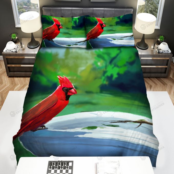 The Wildlife - The Red Cardinal On The Pot Bed Sheets Spread Duvet Cover Bedding Sets 3