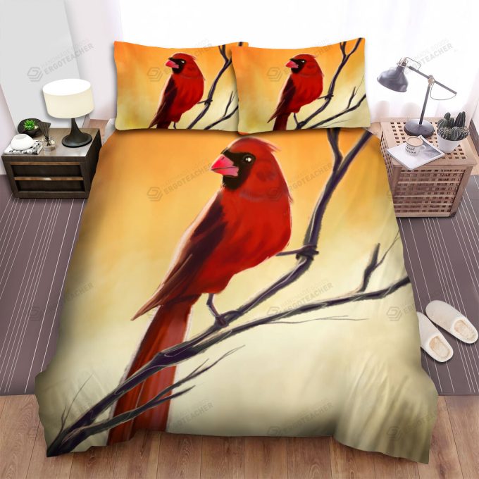 The Wildlife - The Red Cardinal On The Branch Bed Sheets Spread Duvet Cover Bedding Sets 1