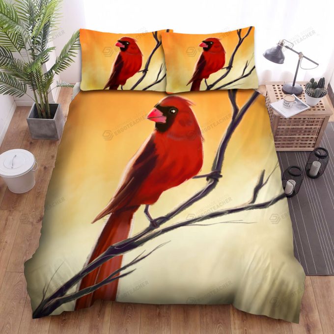 The Wildlife - The Red Cardinal On The Branch Bed Sheets Spread Duvet Cover Bedding Sets 2