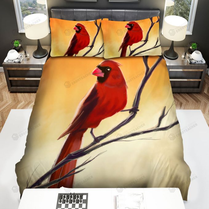 The Wildlife - The Red Cardinal On The Branch Bed Sheets Spread Duvet Cover Bedding Sets 3