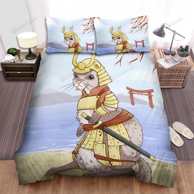 The Wild Animal - The Ferret Samurai Warrior Bed Sheets Spread Duvet Cover Bedding Sets 1