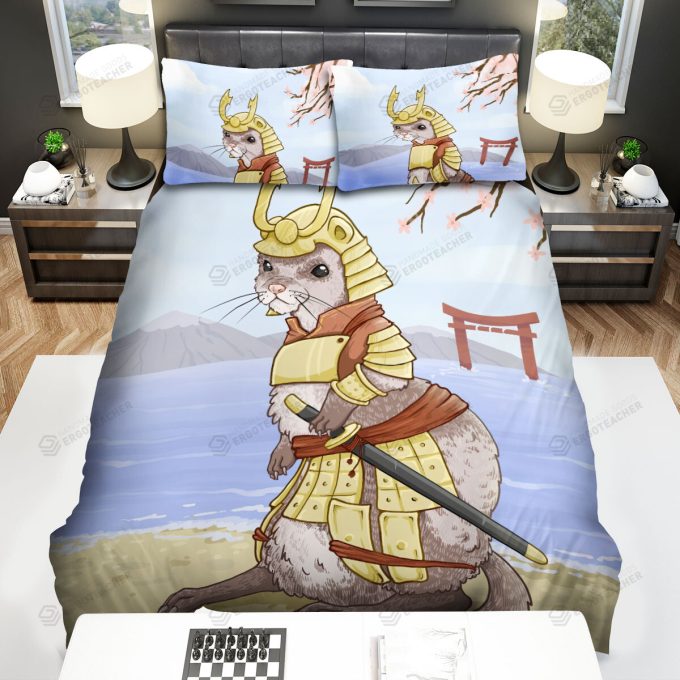 The Wild Animal - The Ferret Samurai Warrior Bed Sheets Spread Duvet Cover Bedding Sets 2