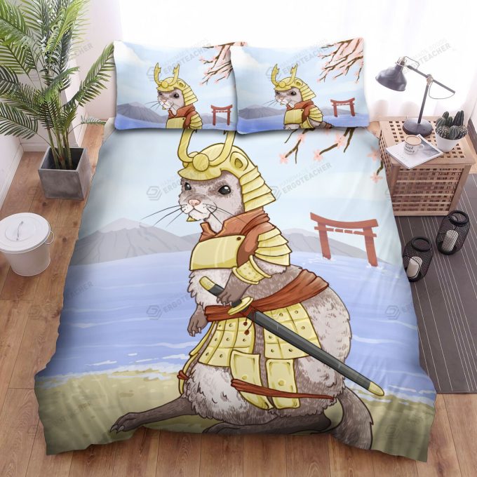 The Wild Animal - The Ferret Samurai Warrior Bed Sheets Spread Duvet Cover Bedding Sets 3