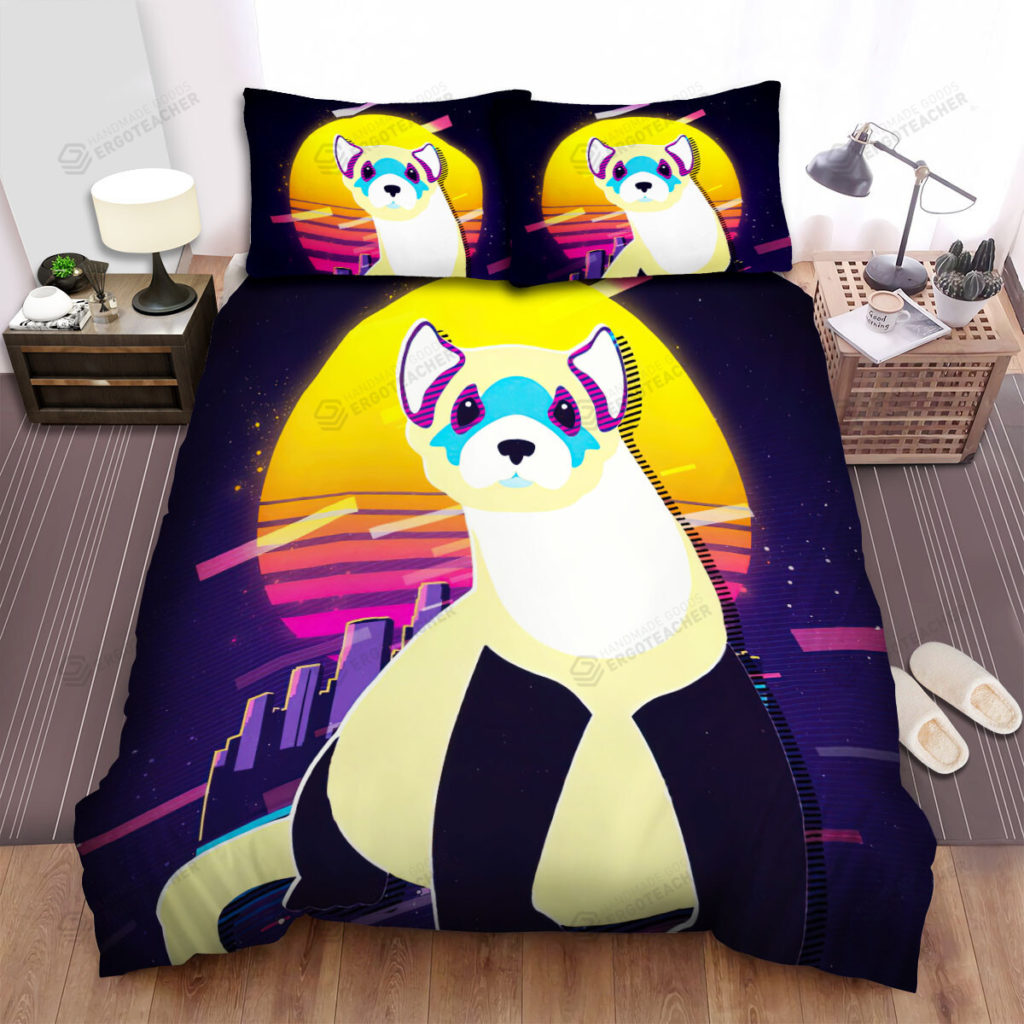 The Wild Animal - The White Ferret And The City Bed Sheets Spread Duvet Cover Bedding Sets 6