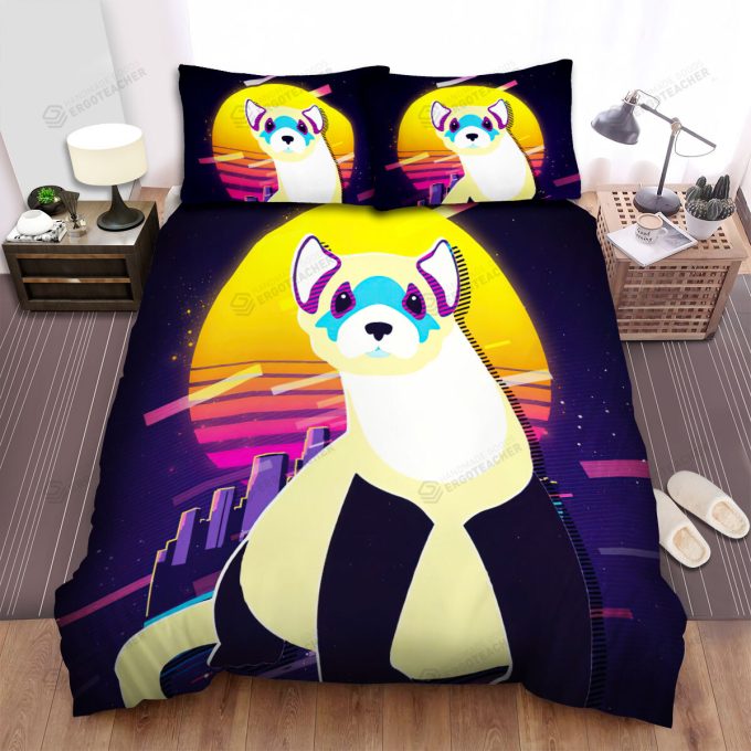 The Wild Animal - The White Ferret And The City Bed Sheets Spread Duvet Cover Bedding Sets 1