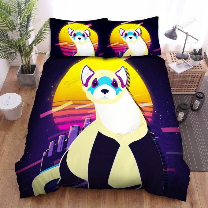 The Wild Animal - The White Ferret And The City Bed Sheets Spread Duvet Cover Bedding Sets 3
