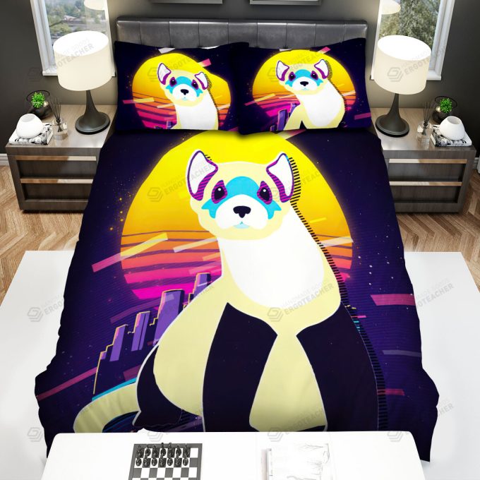 The Wild Animal - The White Ferret And The City Bed Sheets Spread Duvet Cover Bedding Sets 2