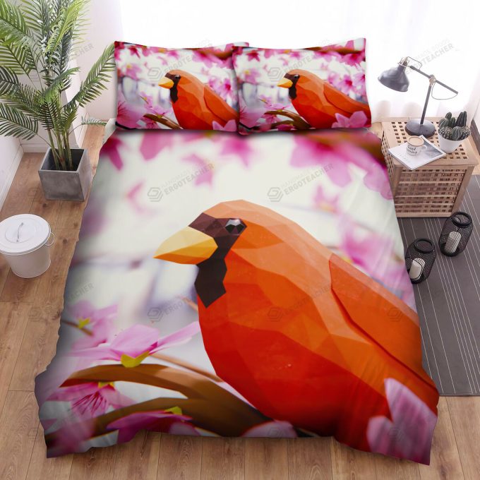 The Wildlife - The Cardinal Low Poly Art Bed Sheets Spread Duvet Cover Bedding Sets 2
