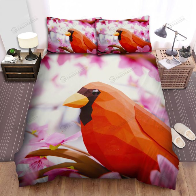 The Wildlife - The Cardinal Low Poly Art Bed Sheets Spread Duvet Cover Bedding Sets 1